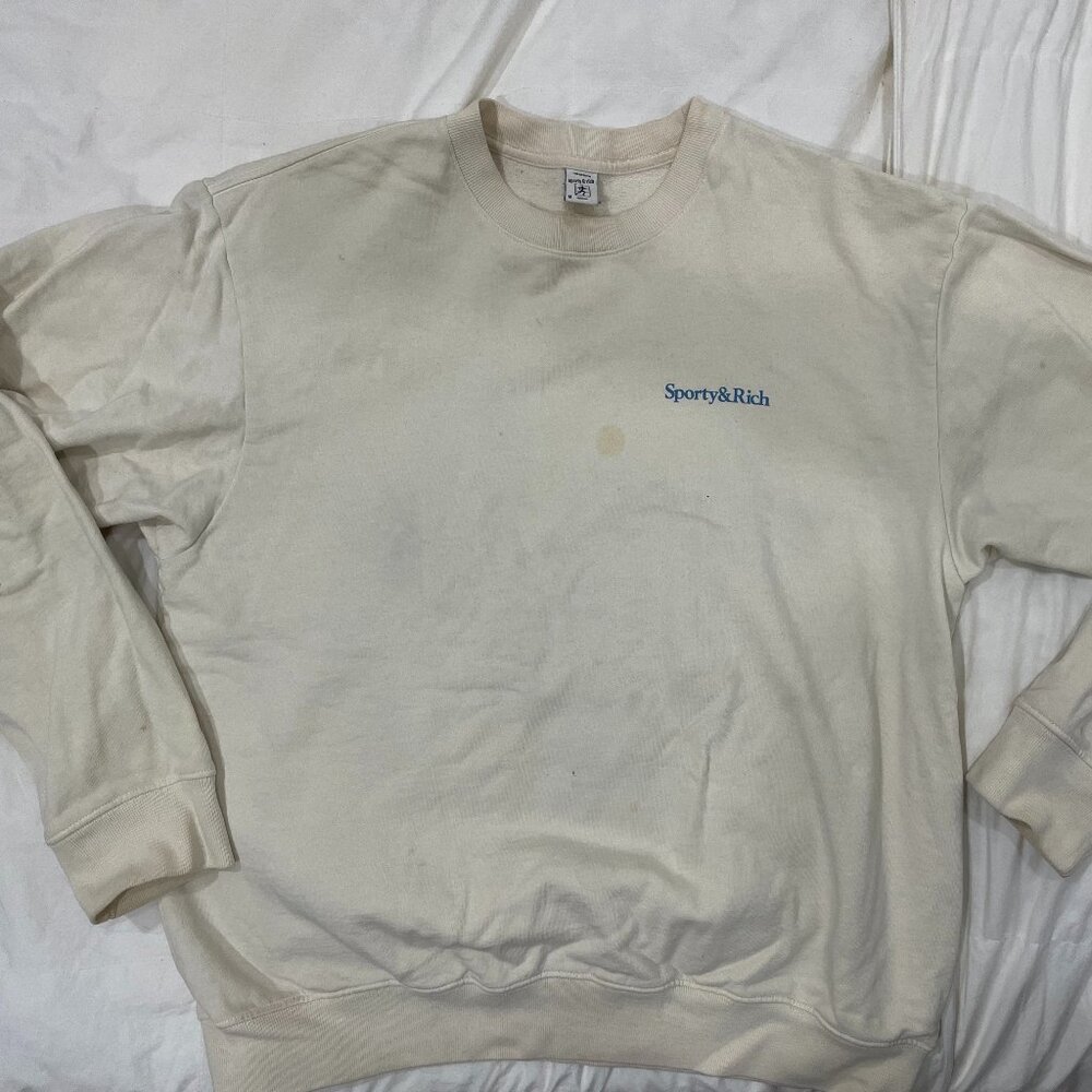 Sporty and Rich Crew neck size Medium in Cream and Blue